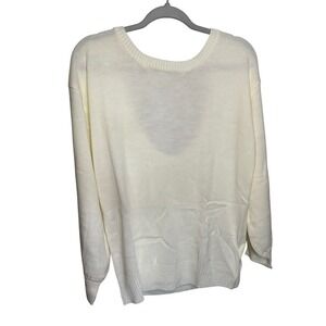 Cupshe Cream Knit Sweater Open Back Long Sleeve Pullover Casual‎ Womens